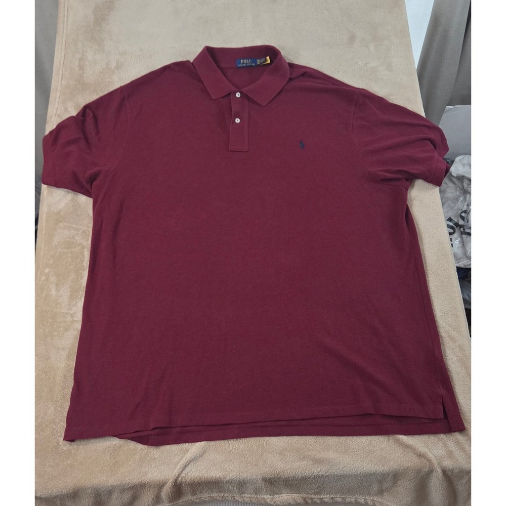 Polo Ralph Lauren Polo Shirt Men Size 4XB Big Maroon Short Sleeve EUC